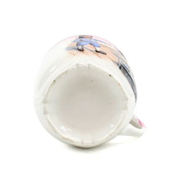 Vintage Porcelain Child's Cup Victorian Transferware Pink Trim