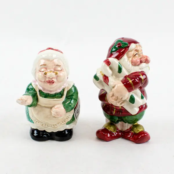 Fitz & Floyd Santa & Mrs. Claus Salt Pepper Shakers Set 2 1990
