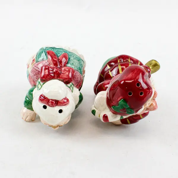 Fitz & Floyd Santa & Mrs. Claus Salt Pepper Shakers Set 2 1990