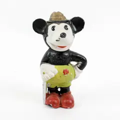Disney 1930s Mickey Mouse With Cane Hand-Painted Bisque Figurine