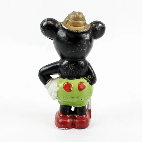 Disney 1930s Mickey Mouse With Cane Hand-Painted Bisque Figurine
