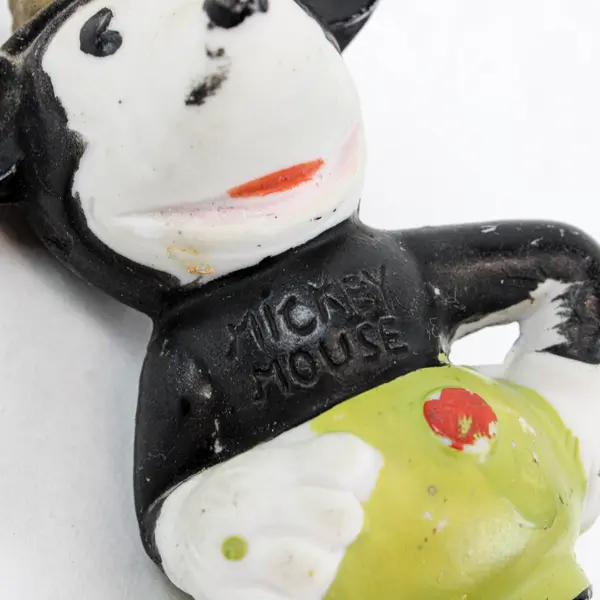 Disney 1930s Mickey Mouse With Cane Hand-Painted Bisque Figurine