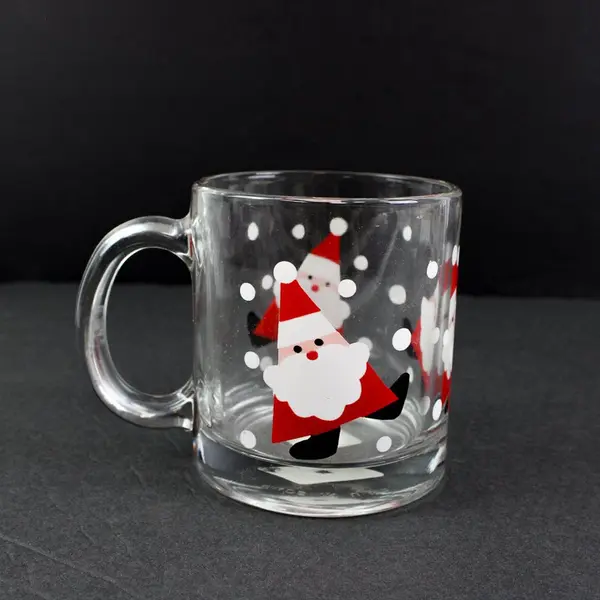 Lot of 3 Crate & Barrel Glass Christmas Mugs