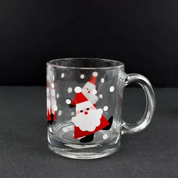 Lot of 3 Crate & Barrel Glass Christmas Mugs