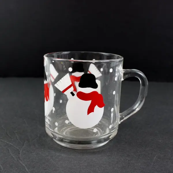 Lot of 3 Crate & Barrel Glass Christmas Mugs
