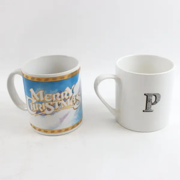 Lot of 2 Mugs Tom Rubel Studio Collection Santa's Animal Kingdom Queens Alphabet