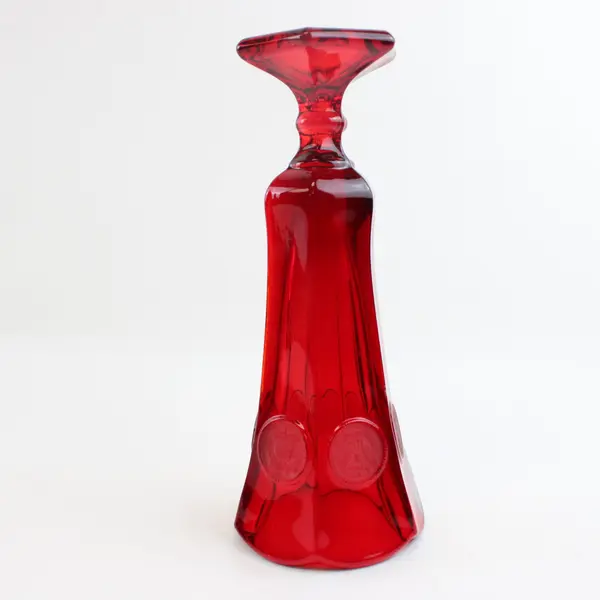 Fostoria Ruby Red Coin Dot Footed Bud Vase Vintage Glass 8 Inch