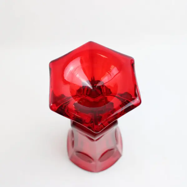 Fostoria Ruby Red Coin Dot Footed Bud Vase Vintage Glass 8 Inch