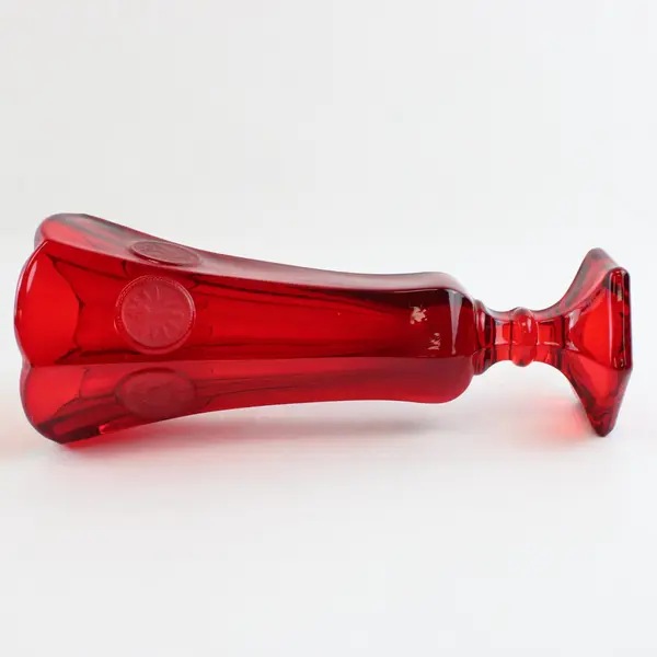 Fostoria Ruby Red Coin Dot Footed Bud Vase Vintage Glass 8 Inch