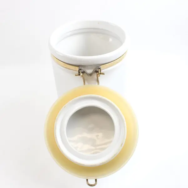 Gevalia Kaffe Coffee Canister White Ceramic Airtight Hinged Lid Jar