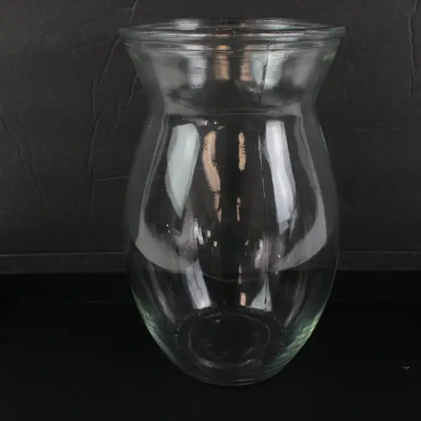 Lot of 2 Clear Glass Pot Belly Urn Style Floral Vases