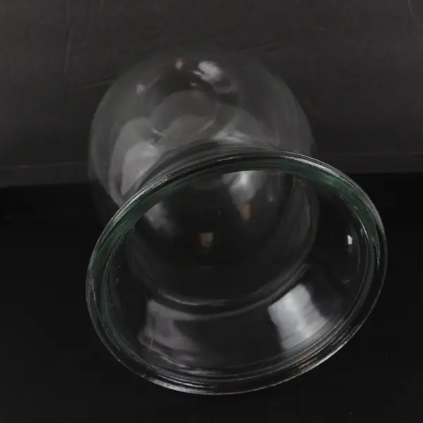 Lot of 2 Clear Glass Pot Belly Urn Style Floral Vases