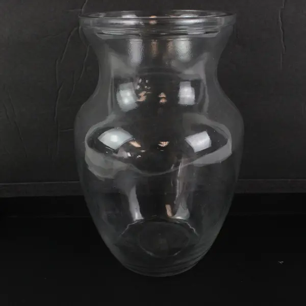 Lot of 2 Clear Glass Pot Belly Urn Style Floral Vases