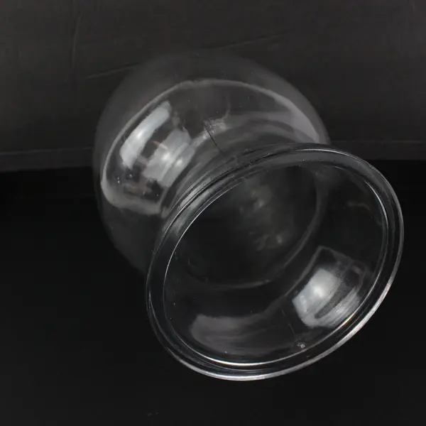 Lot of 2 Clear Glass Pot Belly Urn Style Floral Vases