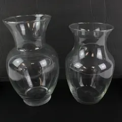 Lot of 2 Clear Glass Trumpet Bulb Vases Floral Centerpiece Wedding Decor