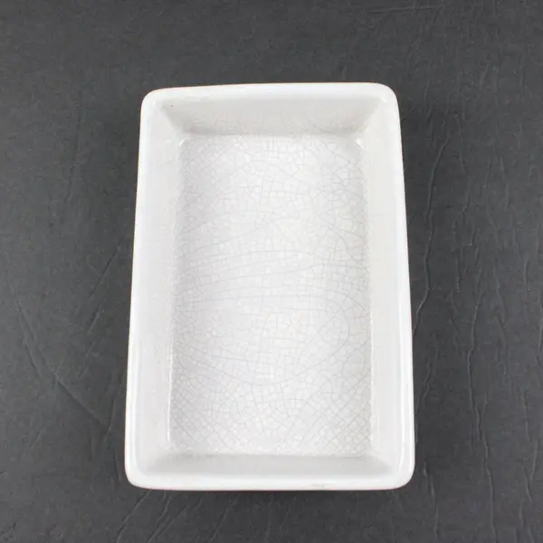Set of 2 White Ceramic Ribbed Rectangular Baking Dishes 8 Inch