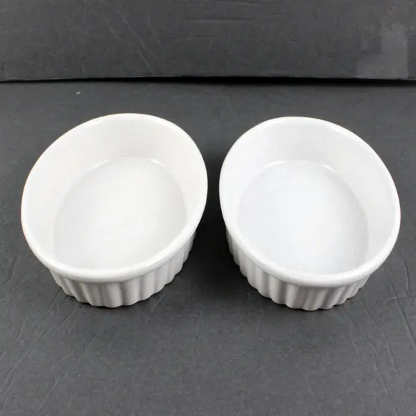 Corning Ware Set of 2 Oval White Ribbed Quiche Dishes 7 x 4.5 in