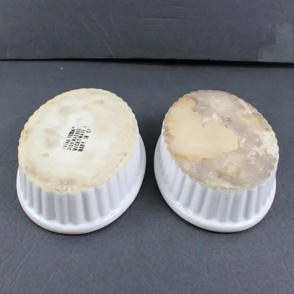 Corning Ware Set of 2 Oval White Ribbed Quiche Dishes 7 x 4.5 in