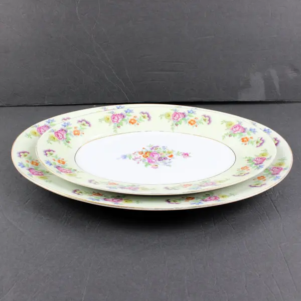 Set of 2 Thomas Bavaria Florabella Floral Oval Serving Platters Gold Trim