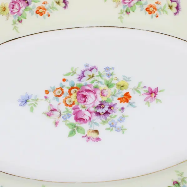 Set of 2 Thomas Bavaria Florabella Floral Oval Serving Platters Gold Trim