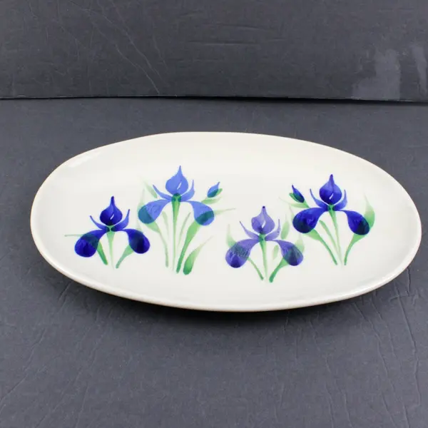 Emerson Creek Pottery Iris Floral Oval Serving Platter Dish