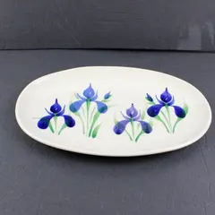 Emerson Creek Pottery Iris Floral Oval Serving Platter Dish