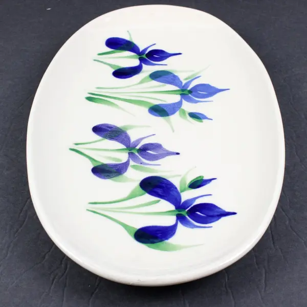 Emerson Creek Pottery Iris Floral Oval Serving Platter Dish