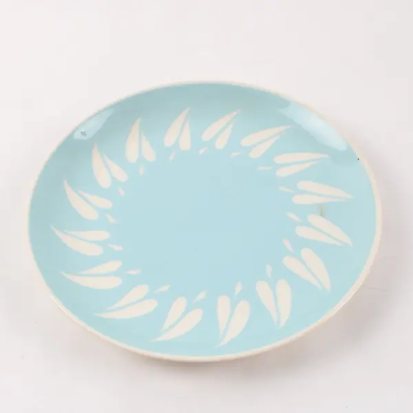 Set of 4 Harkerware Coronet Aqua Blue Atomic Leaf Salad Plates