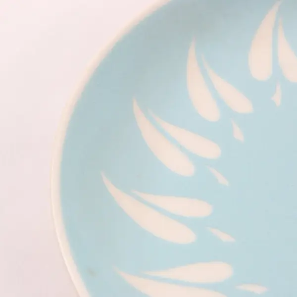 Set of 4 Harkerware Coronet Aqua Blue Atomic Leaf Salad Plates