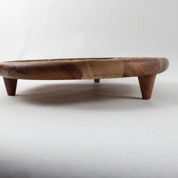  Lemon Print Wooden Cake Stand Raised Legs