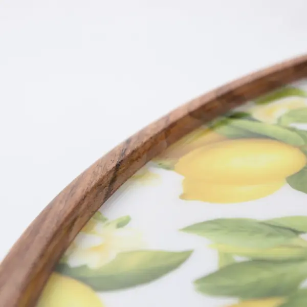  Lemon Print Wooden Cake Stand Raised Legs
