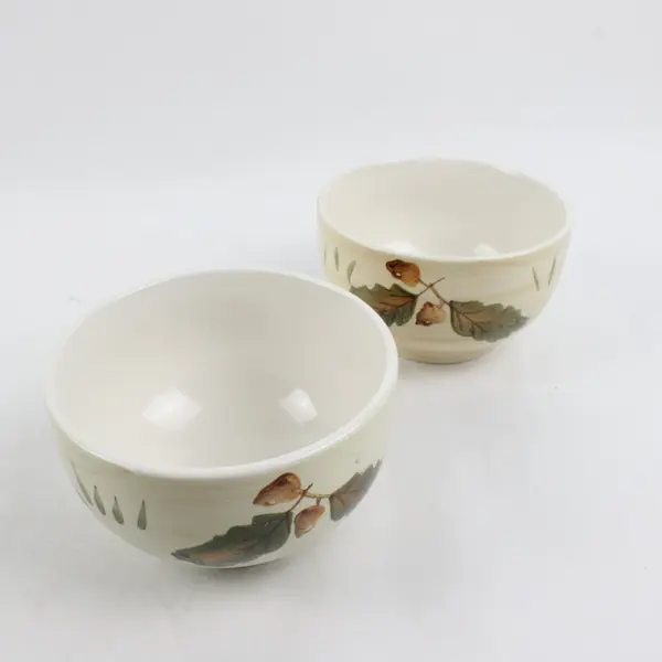 Royal Norfolk Set of 2 Ceramic Soup Bowls Autumn Fall Leaf