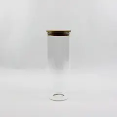 Clear Glass Storage Jars Wooden Lid Kitchen Pantry Canister