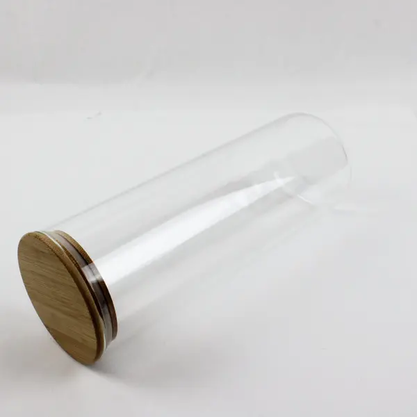 Clear Glass Storage Jars Wooden Lid Kitchen Pantry Canister