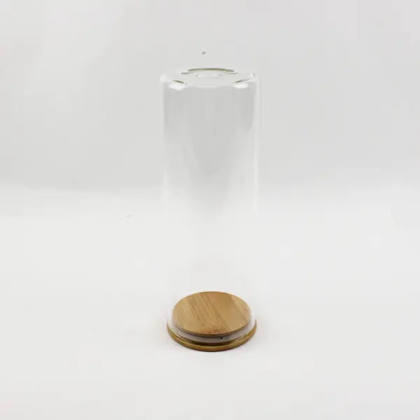 Clear Glass Storage Jars Wooden Lid Kitchen Pantry Canister