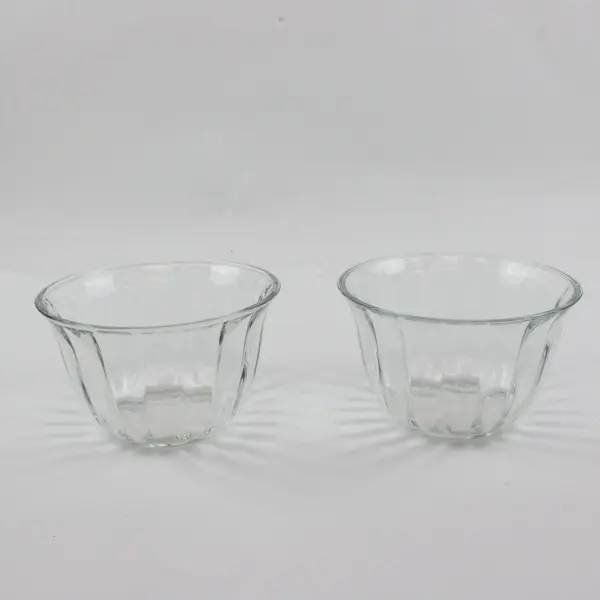 Set of 2 Clear Pressed Glass Bowls Paneled Flared Rim Salad Fruit