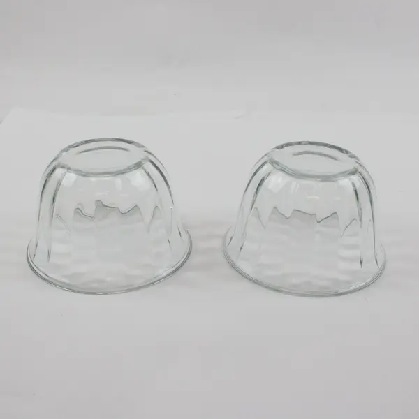 Set of 2 Clear Pressed Glass Bowls Paneled Flared Rim Salad Fruit