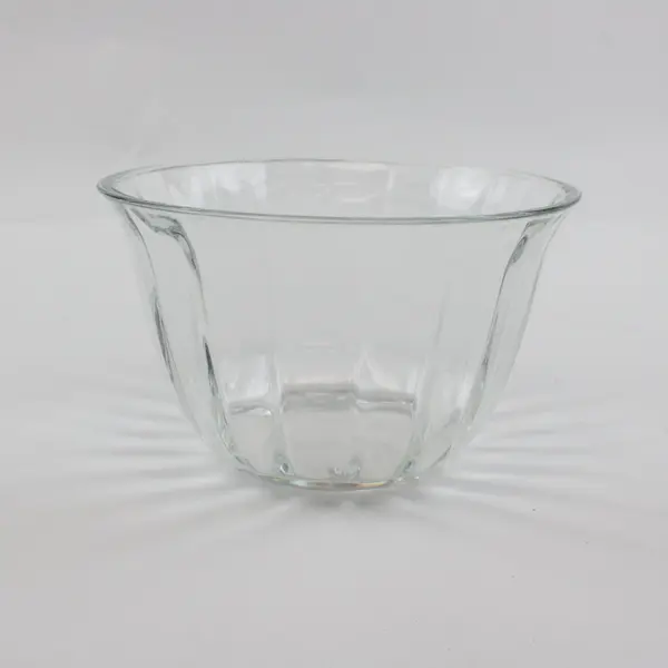 Set of 2 Clear Pressed Glass Bowls Paneled Flared Rim Salad Fruit