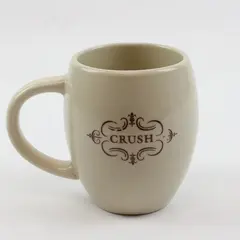 Off-White Ceramic Pot Belly Coffee Mug with Crush Text