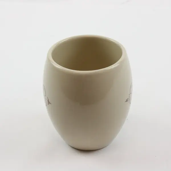 Off-White Ceramic Pot Belly Coffee Mug with Crush Text