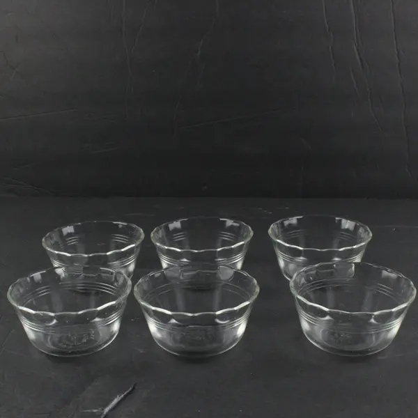 Vintage Pyrex 463 Vintage Clear Glass Custard Cups Scalloped Rim Set of 6