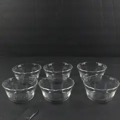 Vintage Pyrex 463 Vintage Clear Glass Custard Cups Scalloped Rim Set of 6
