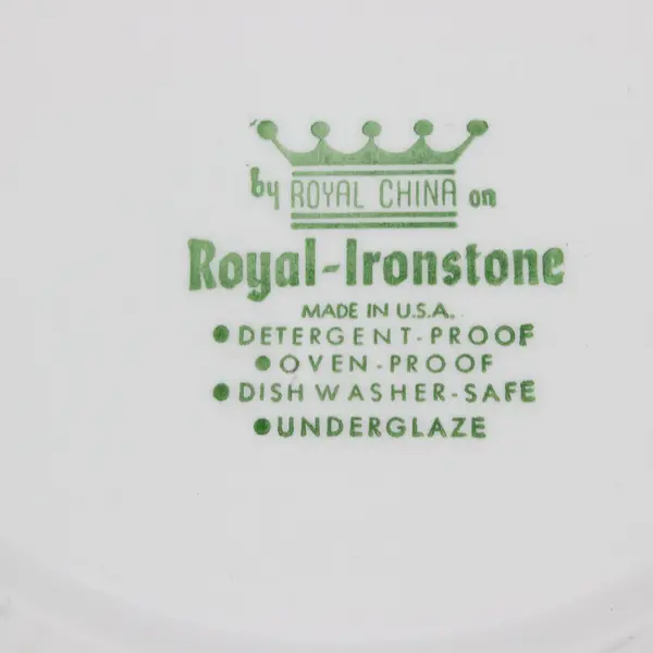 Set of 6 Royal China Ironstone Ceramic Dinner Plates Green Blue
