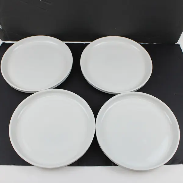 Set of 4 Better Homes & Gardens White Ceramic Dinner Plates Raised Rim