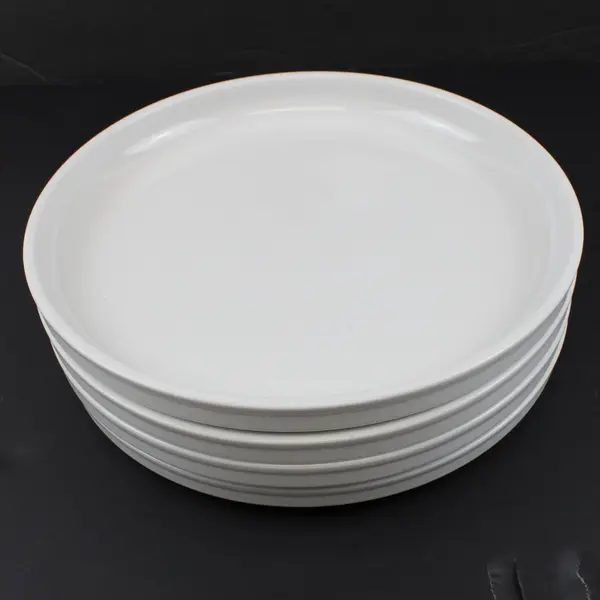 Set of 4 Better Homes & Gardens White Ceramic Dinner Plates Raised Rim