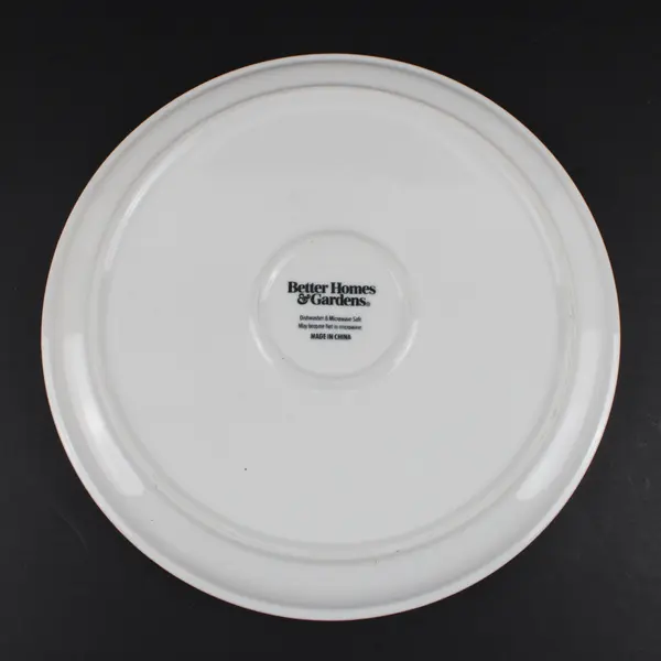 Set of 4 Better Homes & Gardens White Ceramic Dinner Plates Raised Rim