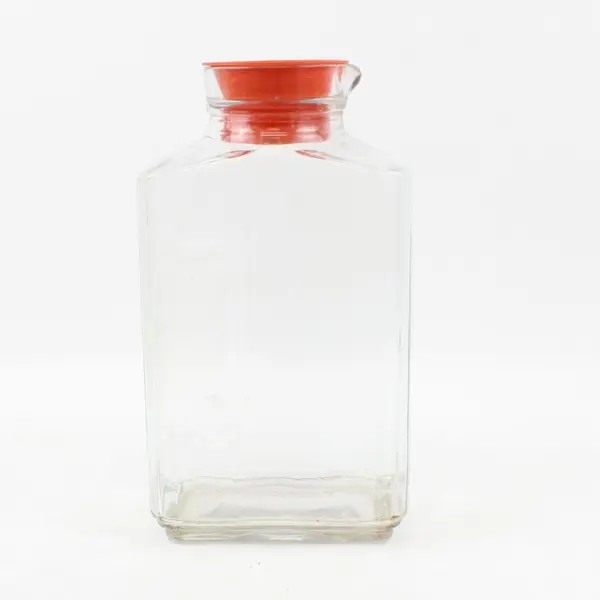 Anchor Hocking Vintage 2 Qt Ribbed Glass Refrigerator Pitcher With Lid