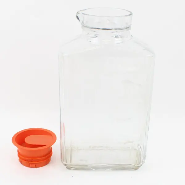 Anchor Hocking Vintage 2 Qt Ribbed Glass Refrigerator Pitcher With Lid