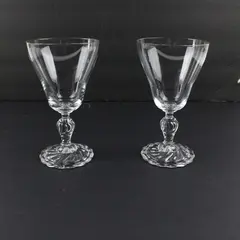 Lot of 2 Decorative Wine Glasses Water Goblets 6.5in Used