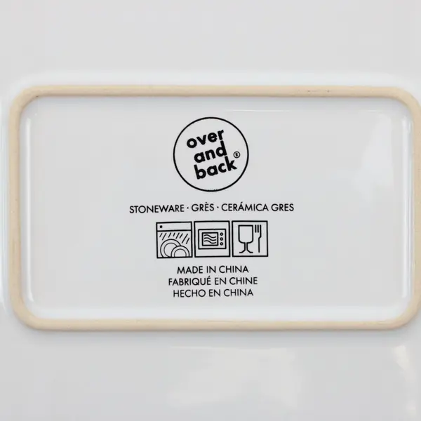 Lot of 2 Over and Back White Rectangular Ceramic Serving Platters